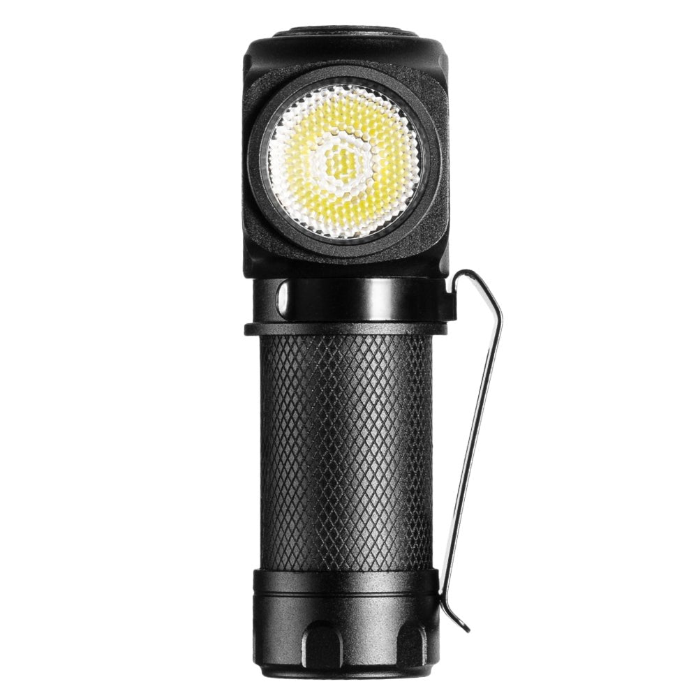 Mactronic Cyclope II lampe coudée sans le bandeau, vue de face avec clip