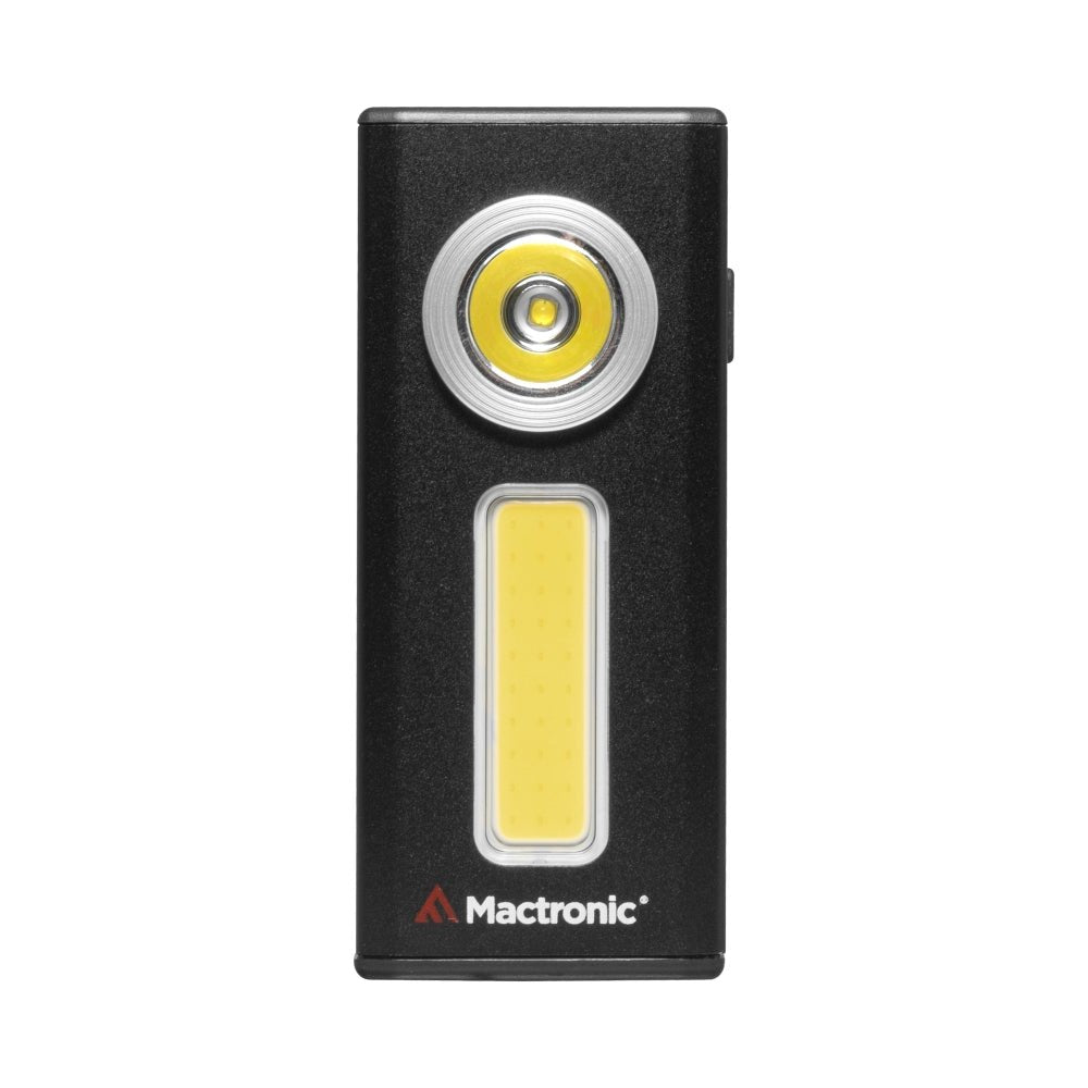 Mactronic Flagger 650 lampe de poche plate noire avec spot rond et lumière de travail COB, de face