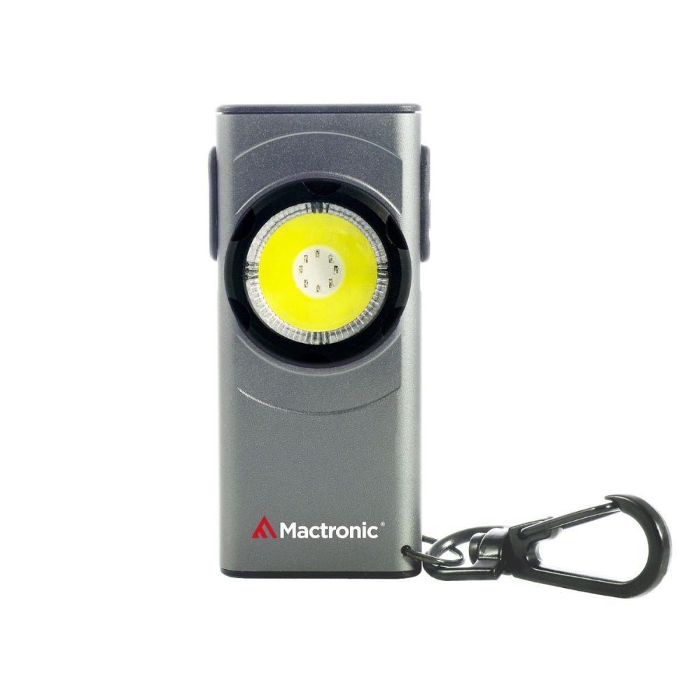 Mactronic Flagger Nano de face avec la lampe ronde, le logo et le mousqueton