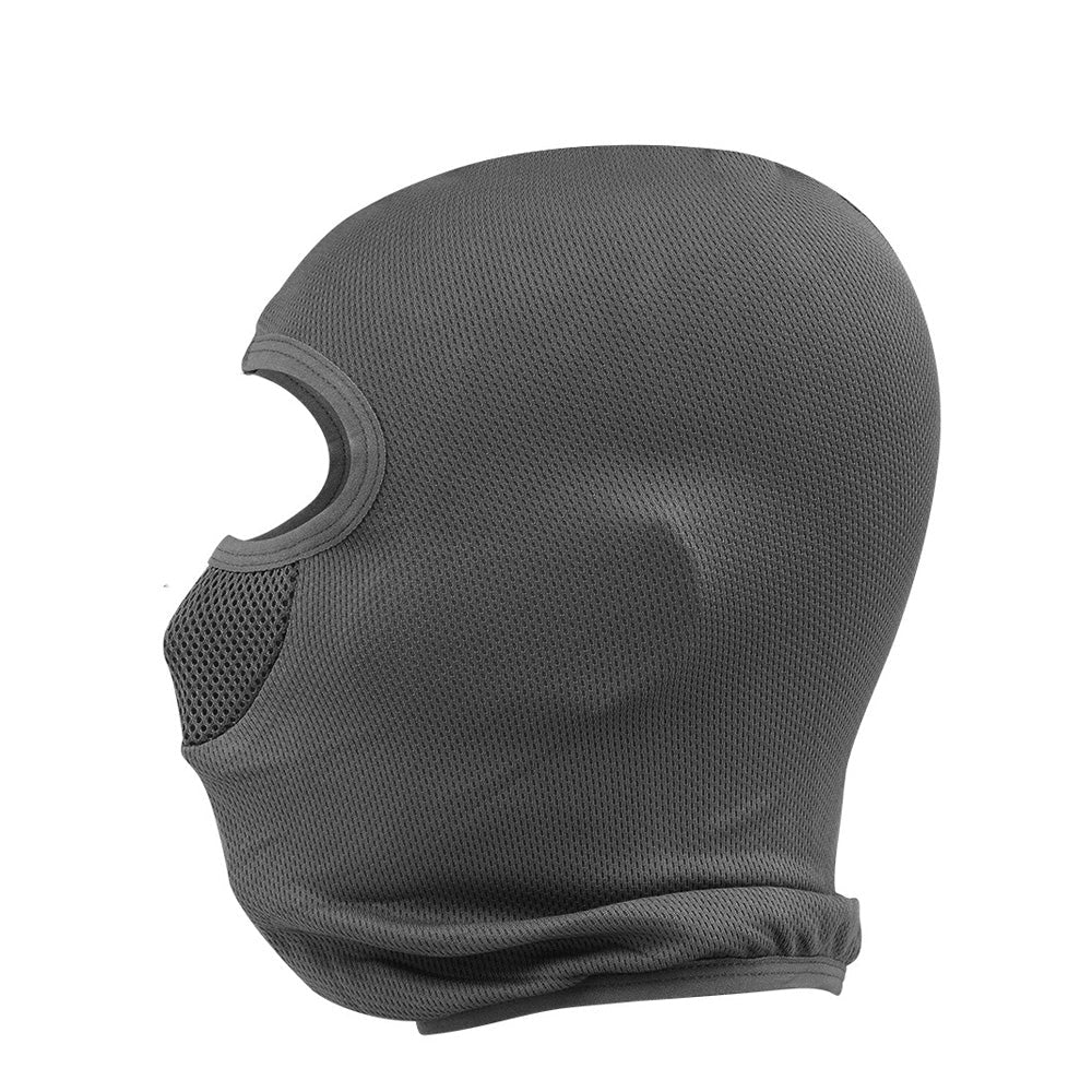 Cagoule MFH grise vue de profil avec le long tour de cou