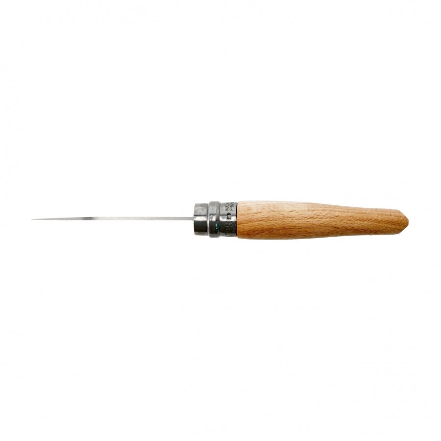 Couteau de jardin Opinel N°08 vu du dessus, avec lame fine et manche en bois