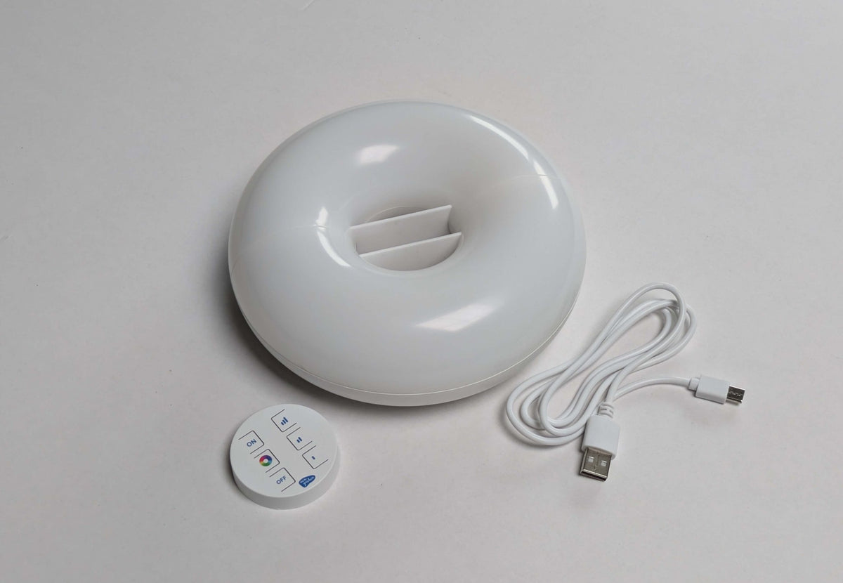 Éclairage de tente rechargeable CanvasCamp, lampe annulaire blanche avec télécommande et câble de charge