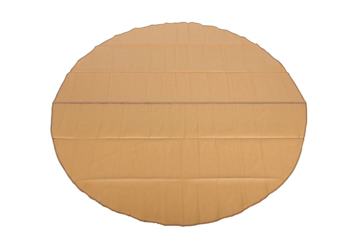 tapis de tente Polymat pleine lune, tapis rond orange-brun vu du dessus