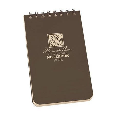 carnet tactique Rite in the Rain marron avec spirale en haut et logo sur la couverture