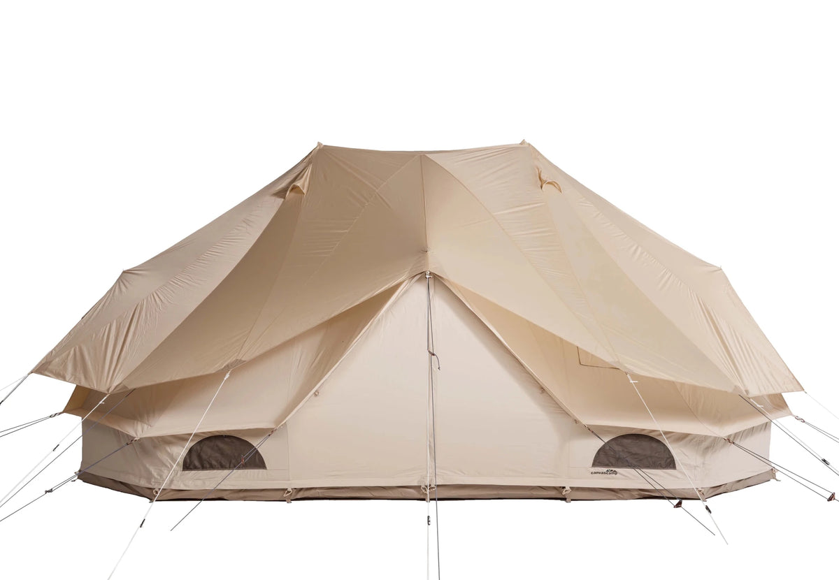 CanvasCamp Sibley Fly Nylon beige sur une tente cloche double à deux sommets