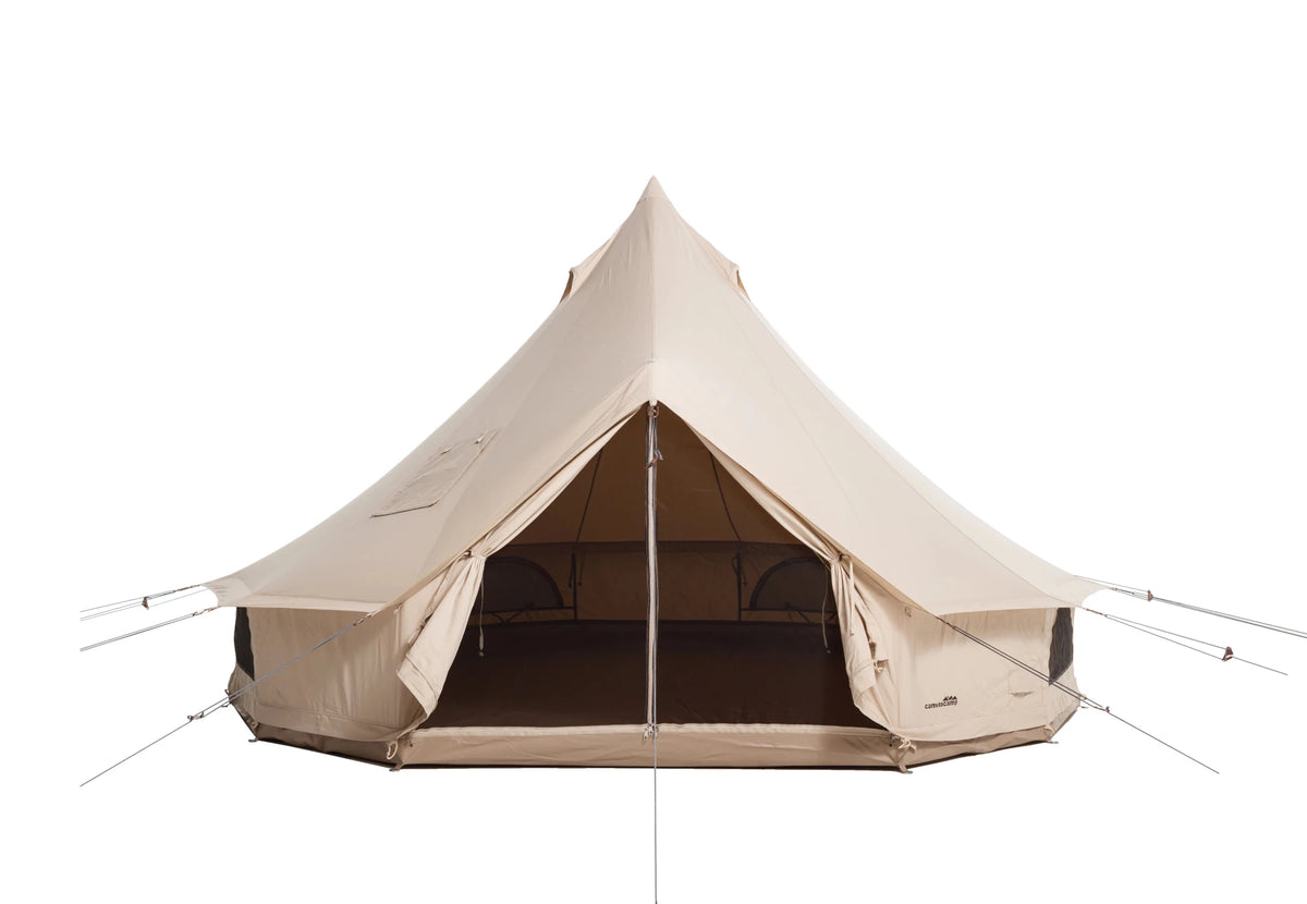 CanvasCamp Sibley Apex 400 avec porte ouverte et vue sur l'intérieur