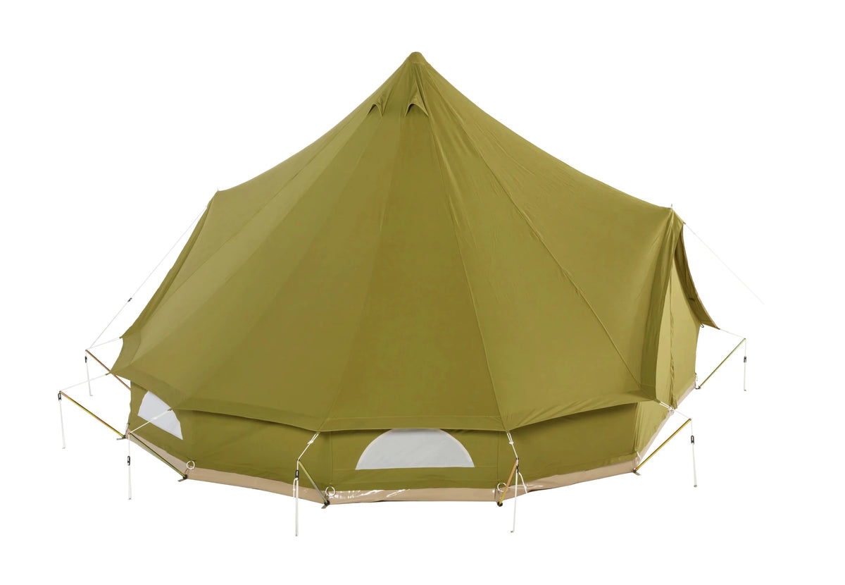 CanvasCamp Sibley ProTech 500 DD vert olive vue de côté avec fenêtres et deuxième porte