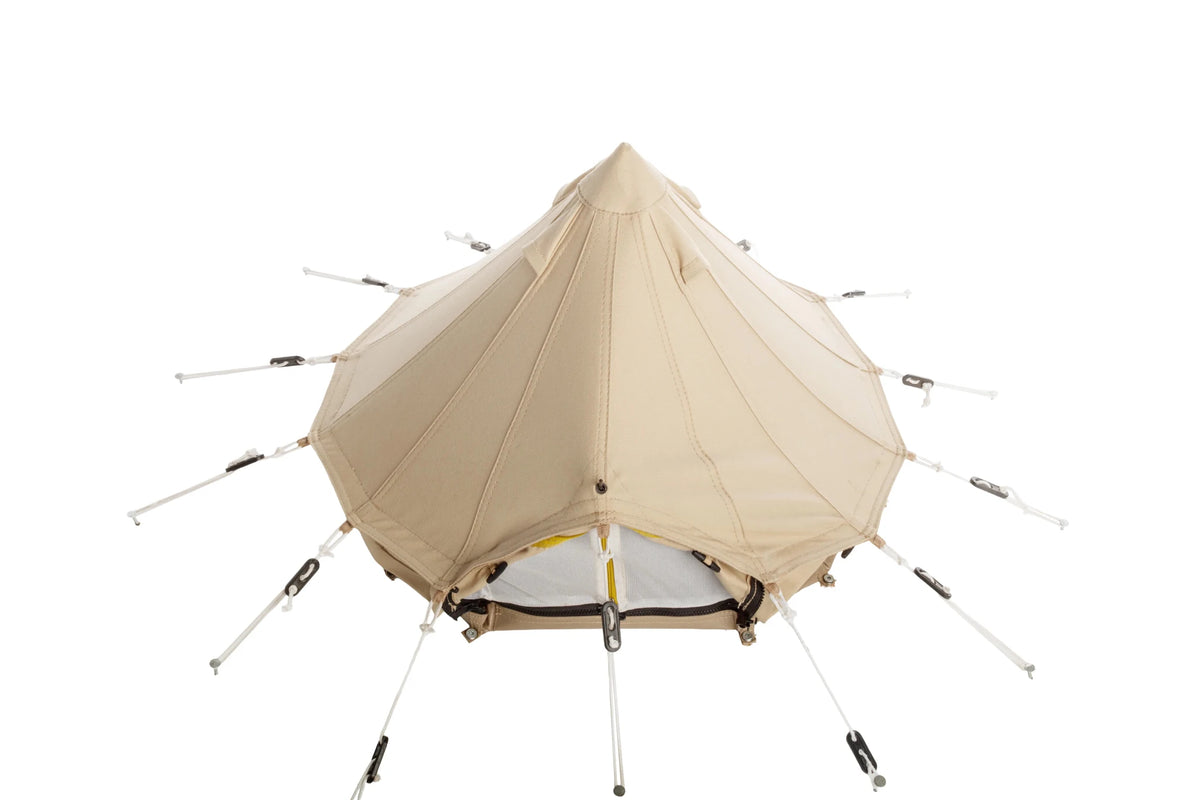 CanvasCamp Sibley ProTech Mini vue d'en haut avec les haubans autour de la tente