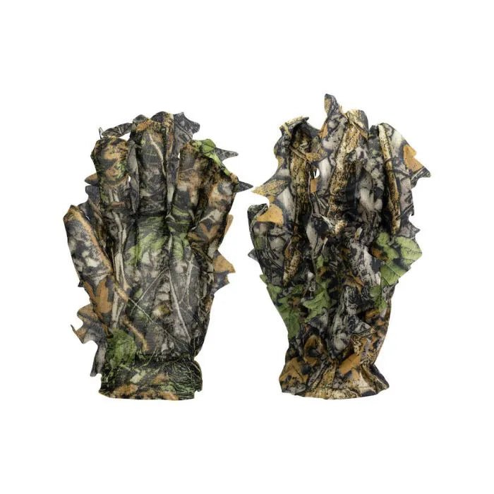 gants camouflage Stealth Gear, une paire en camouflage feuillage avec feuilles libres