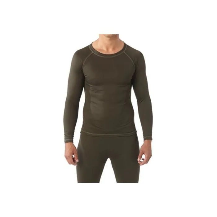 Stealth Gear Extreme Thermo sous-vêtement, haut vert foncé à manches longues et pantalon portés