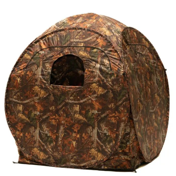 Affût Stealth Gear Square camouflage feuillage, forme de dôme avec panneau latéral et ouverture