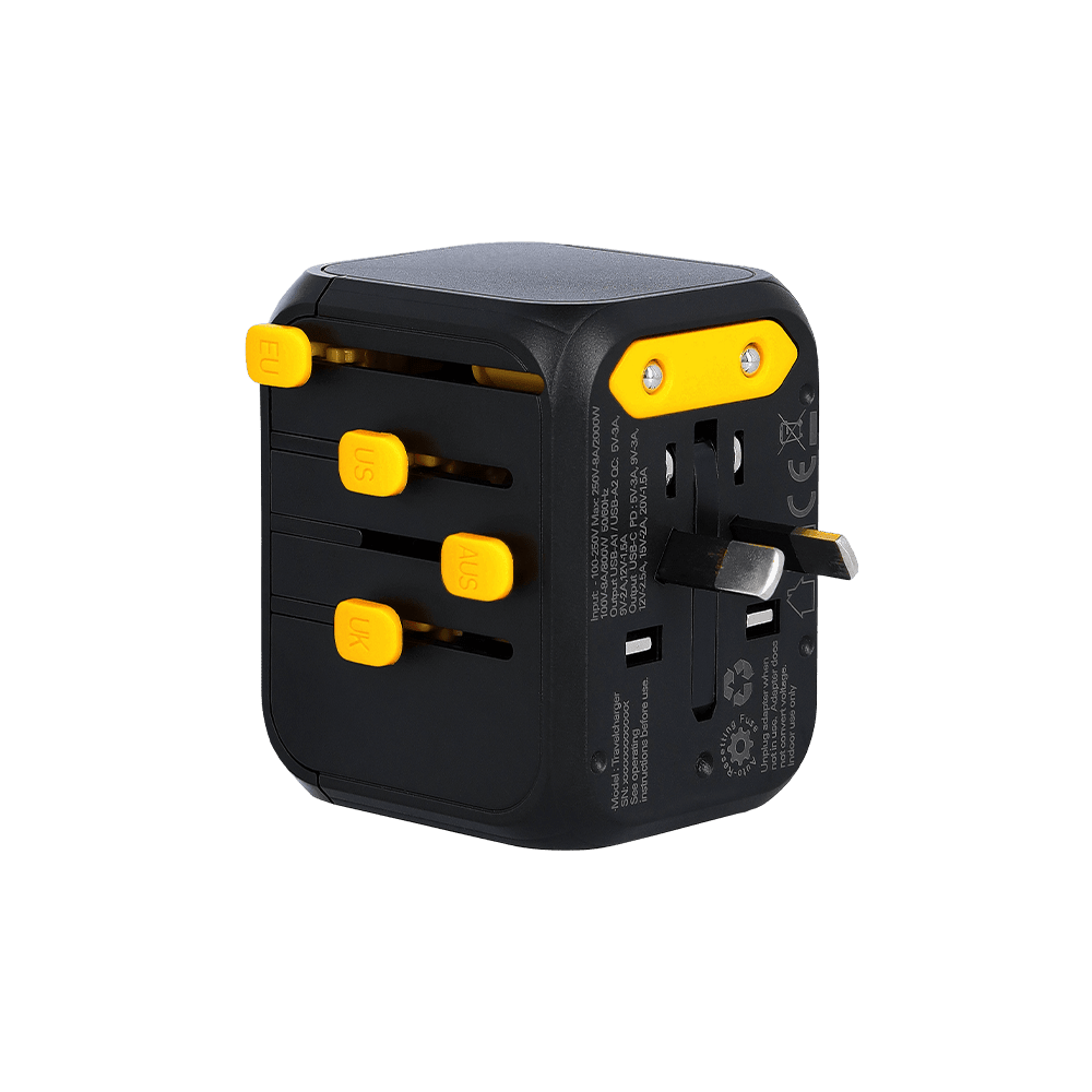 WakaWaka Travelcharger avec une fiche à broches plates inclinées sortie