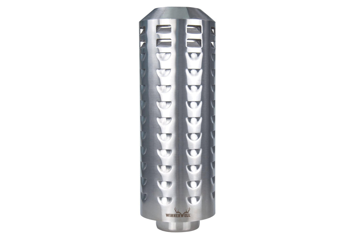 Protection thermique triple paroi Winnerwell en gros plan avec trous de refroidissement et logo en bas