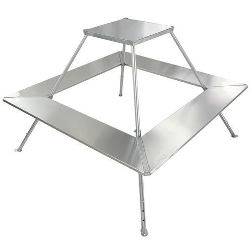 Winnerwell Fire Guard Stove Table, cadre de table carré en inox sur pieds avec plateau surélevé au-dessus