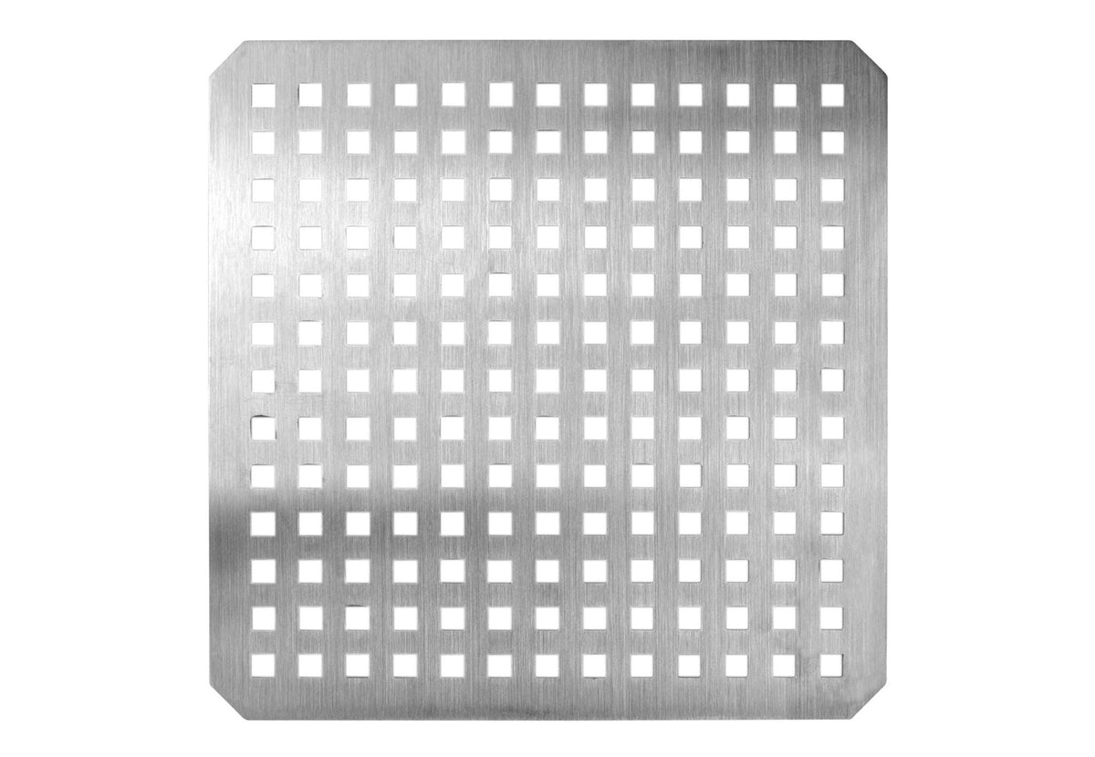 Grille à charbon Winnerwell avec un réseau serré de petits trous carrés, vue de dessus