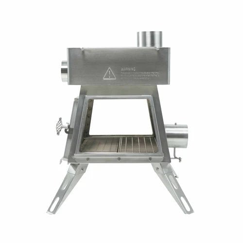Winnerwell Marsfire vu de côté avec autocollant d'avertissement et raccord pour air extérieur
