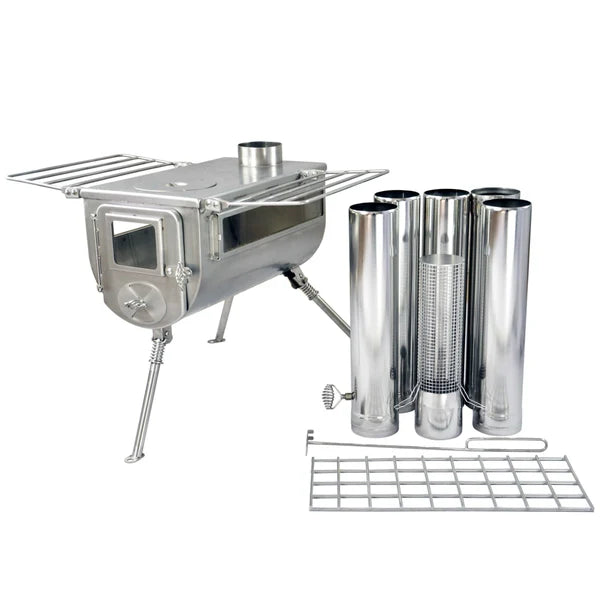 Winnerwell Woodlander Double View avec tuyaux de cheminée emboîtés et grille